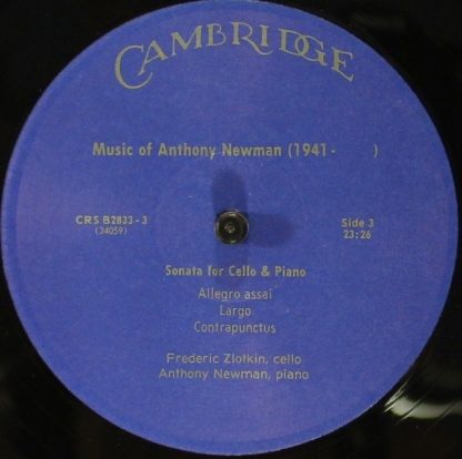Cambridge Records CRS B 2833 - Music By Anthony Newman - Image 8