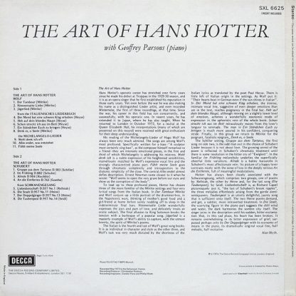 DECCA SXL 6625 - The Art Of Hans Hotter - Image 2