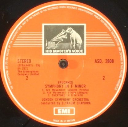 EMI ASD 2808 - Symphony In F Minor - Overture In G Minor - Image 4