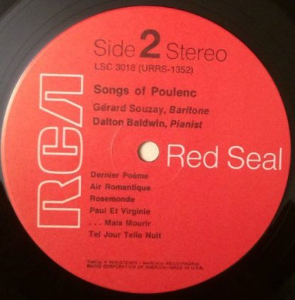 RCA Victor Red Seal LSC-3018 - Songs Of Poulenc - Image 3