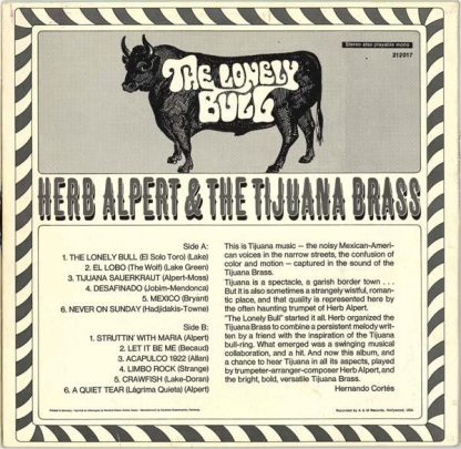 A&M Records 212 017 - The Lonely Bull - Image 2