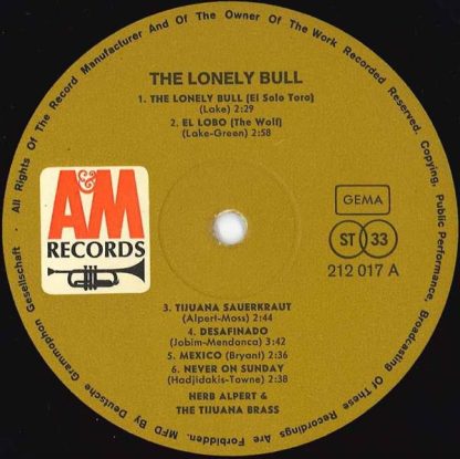 A&M Records 212 017 - The Lonely Bull - Image 3