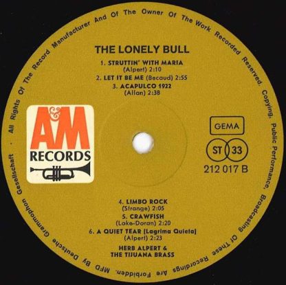 A&M Records 212 017 - The Lonely Bull - Image 4