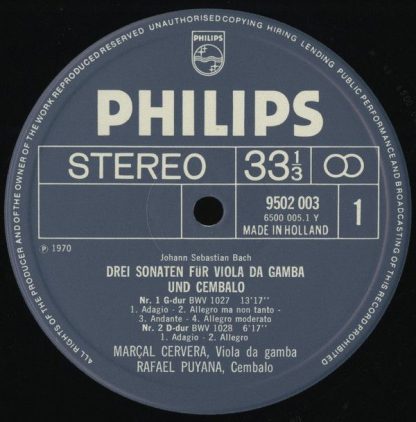 Philips 9502 003 - 3 Sonaten Für Viola Da Gamba & Cembalo - Image 3