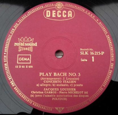 DECCA SLK 16 215-P - Play Bach No. 3 - Image 3