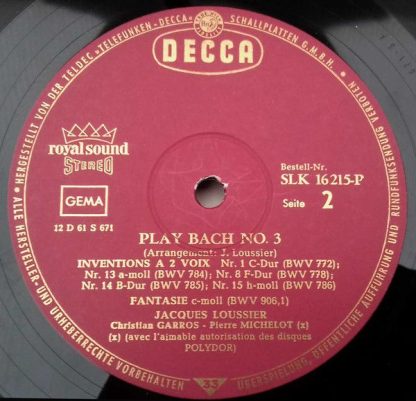 DECCA SLK 16 215-P - Play Bach No. 3 - Image 4
