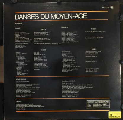 Harmonia Mundi HM 2.472 - Danses Du Moyen-Age - Image 2