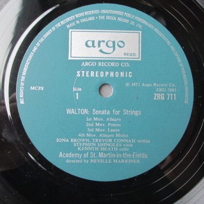 Argo ZRG 711 - Sonata For Strings / Visions Fugitives - Image 3