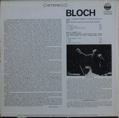 Everest 3328 - Bloch: Concerto Grosso For String Orchestra And P - Image 2