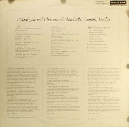 Harmonia Mundi HMS 204 - Madrigale & Chansons - Image 2