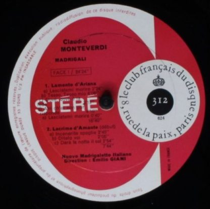 Le Club Français Du Disque 312 - Madrigali - Image 3