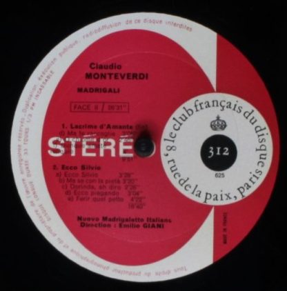 Le Club Français Du Disque 312 - Madrigali - Image 4