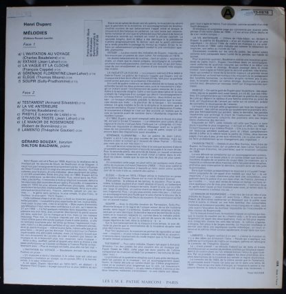 La Voix De Son Maître 2C 063 - 11.678 - Les Melodies De Duparc - Image 2