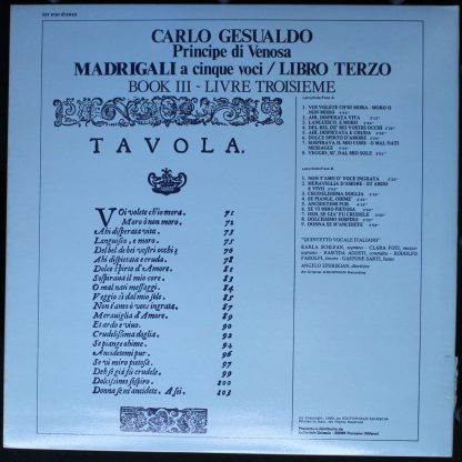 Ars Nova VST 6197 - Carlo Gesualdo  Principe De Venosa  Madrigal - Image 2