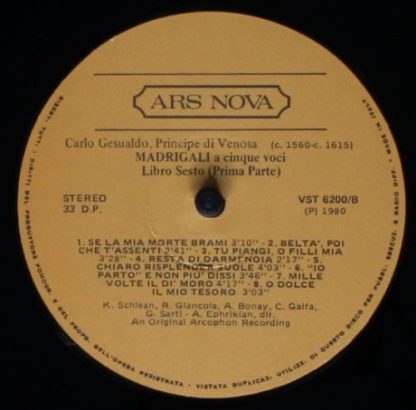 Ars Nova VST 6200 - Madrigali A Cinque Voci - Liberto Quinto (Se - Image 6