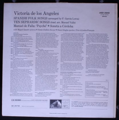His Master's Voice ASD 2649 - Spanish Folk Songs - Image 2