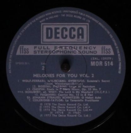 DECCA MOR 514 - Melodies For You Vol.2 - Image 4