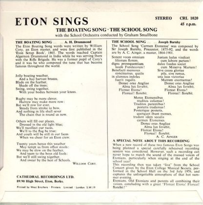 Cathedral CRL 1020 - Eton Sings - Image 2