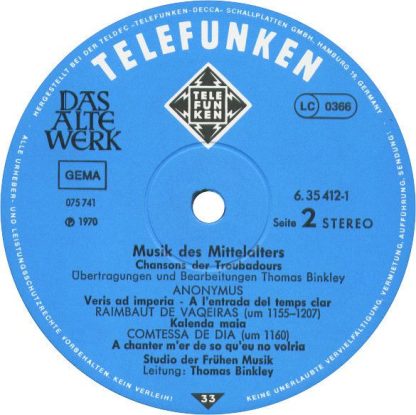 Telefunken 6.35412 EX - Thomas Binkley, Othmar Costa, Studio Der - Image 5