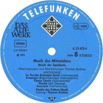 Telefunken 6.35412 EX - Thomas Binkley, Othmar Costa, Studio Der - Image 11