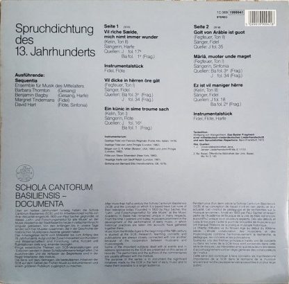 Deutsche Harmonia Mundi 1C 069 1999941 - Spruchdichter Des 13. J - Image 4