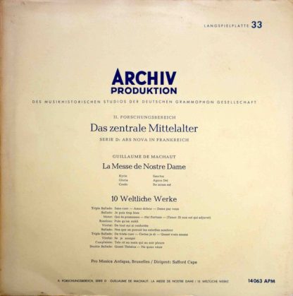 Archiv Produktion 14063 APM - La Messe De Notre Dame / 10 Weltli
