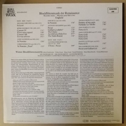 Telefunken 6.42356 AW - Blockflötenmusik Der Renaissance (Record - Image 2