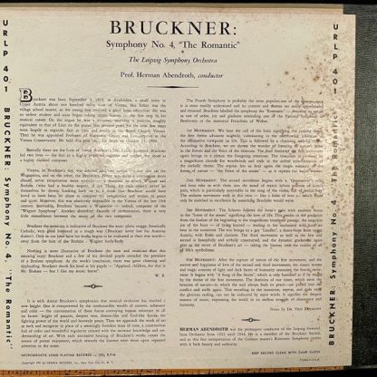 Urania Records (3) URLP 401 - Symphony No. 4 - Image 3