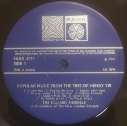 Saga SAGA 5444 - Popular Music From The Time Of Henry VIII - Image 3