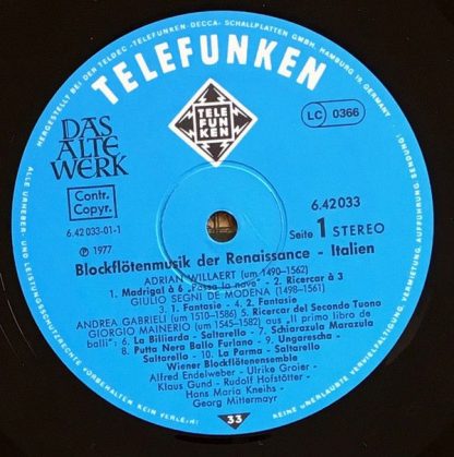 Telefunken 6.42033 AW - Blockflötenmusik Der Renaissance ›Italie - Image 5
