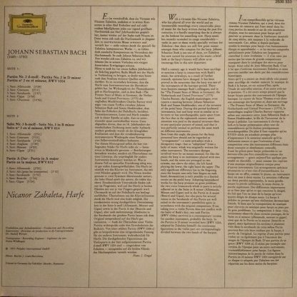 Deutsche Grammophon 2530 333 - Partita BWV 1004 • Suite BWV 814 - Image 2