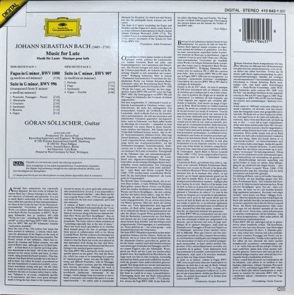Deutsche Grammophon 410 643-1 - Lute Suites = Lautensuiten BWV 9 - Image 2