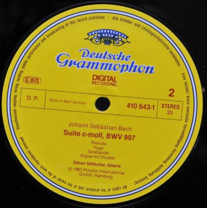 Deutsche Grammophon 410 643-1 - Lute Suites = Lautensuiten BWV 9 - Image 4