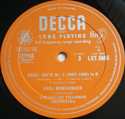 DECCA LXT.5665 - Orchestral Suites 3 & 4 - Image 3