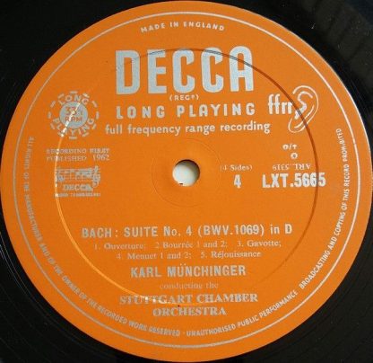 DECCA LXT.5665 - Orchestral Suites 3 & 4 - Image 4