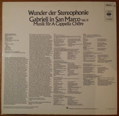 CBS S 72 815 - Gabrieli in San Marco Vol.2 - Musik Für A Cappell - Image 2