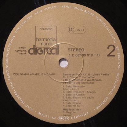 Deutsche Harmonia Mundi 1C 067-99 919 T - Serenade B-Dur KV 361 - Image 4