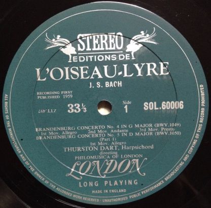 L'Oiseau-Lyre SOL 60006 - The Brandenburg Concertos 3, 4 and 5 ( - Image 3