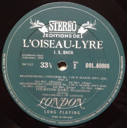 L'Oiseau-Lyre SOL 60006 - The Brandenburg Concertos 3, 4 and 5 ( - Image 4