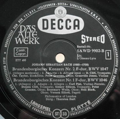 DECCA SAWD 9902-B - Brandenburgische Konzerte Nr. 1, 2 Und 6 - Image 3