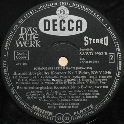 DECCA SAWD 9902-B - Brandenburgische Konzerte Nr. 1, 2 Und 6 - Image 4