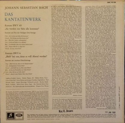 Columbia SMC 95 158 - Das Kantatenwerk: Kantate BWV 65 (Sie Werd - Image 2