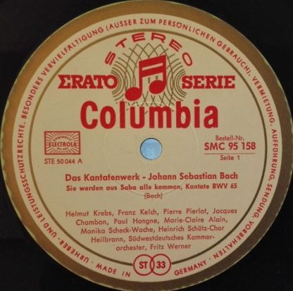 Columbia SMC 95 158 - Das Kantatenwerk: Kantate BWV 65 (Sie Werd - Image 3
