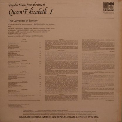 Saga SAGA 5447 - Popular Music From The Time Of Queen Elizabeth - Image 2