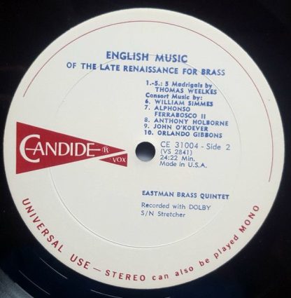 Candide CE 31004 - German & English Music Of The Late Renaissanc - Image 4