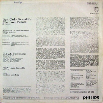 Philips 839 789 LY - Madrigali-Responsorii - Image 2