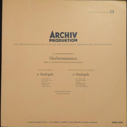 Archiv Produktion 14 045 APM - 6 Madrigals / 6 Madrigals
