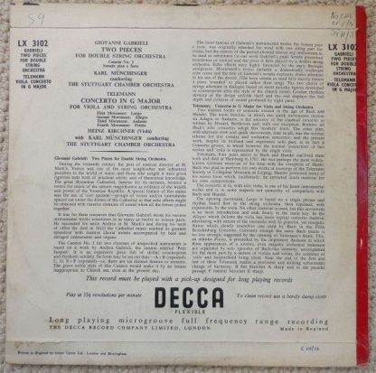 DECCA LX 3102 - Two Pieces For Double String Orchestra; Concerto - Image 2