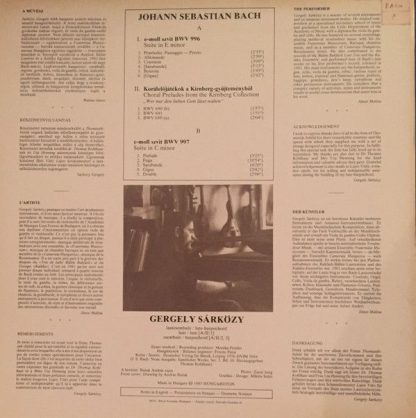 Hungaroton SLPX 12461 - Suite In E Minor BWV 996, Suite In C Min - Image 2