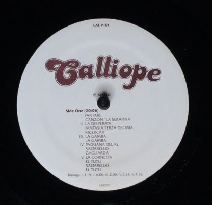 Calliope (7) CAL #101 - Music Of 16th Century Italy - Image 3